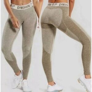 GYMSHARK Seamless Flex Leggings in Heather Olive Green